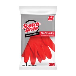 3M Guante de Limpieza Satinado Scotch-Brite Profesional Rojo G8-8 1/2 Rojo Grande ME400000589