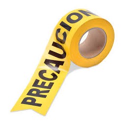 Cinta Plástica Amarilla P/ Acordonar Áreas Amarillo/Negro Precaución 072x300 M