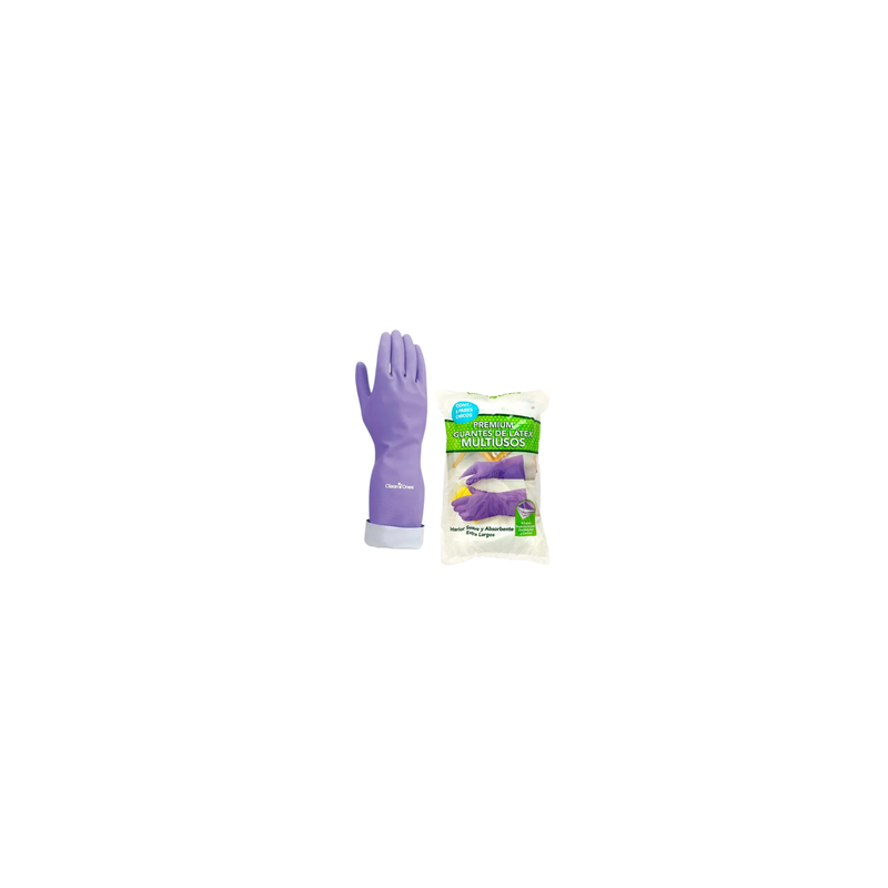 Clean One Guante Premium De Látex Multiusos Morado Par Talla G