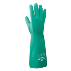 Showa Guante Contra Quimicos Con Recubrimiento De Nitrilo Verde Talla 7 Mod 730